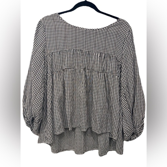 Max Studio Tops - Max Studio Gingham Black and White Blouse Size Large – Tiered, Lightweight, Boho
